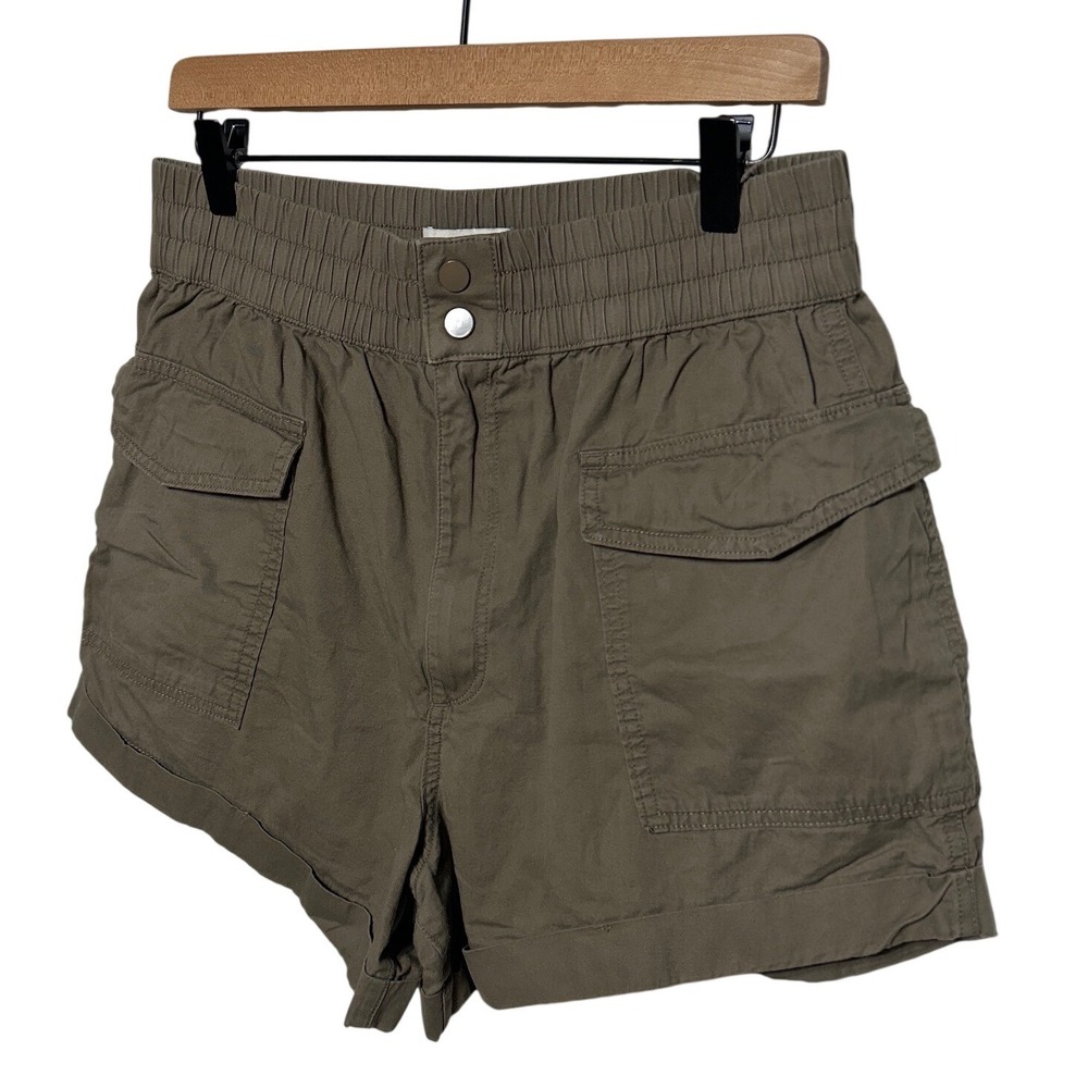 Abercrombie Fitch Cargo Shorts Olive Green Elastic Waist Utility Pockets Size M